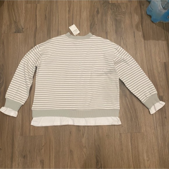 NWT CALI BE Sweatshirt Light Gray Stripe Women's Fake Two-Piece Crew Neck S - Picture 4 of 7